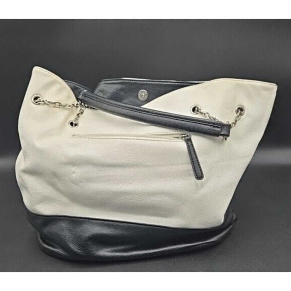 NY&C New York &‎ Company Ladies Black White Chain Handle Bag Purse Tote